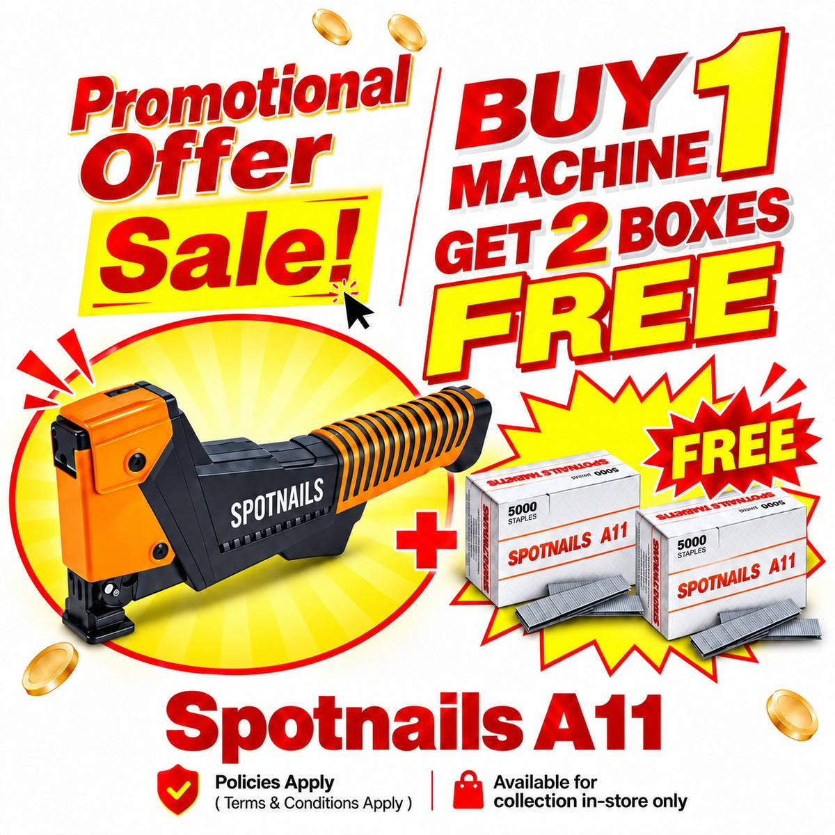 Spotnails SM11 Hammer Tacker + 2 A11 Boxes free
